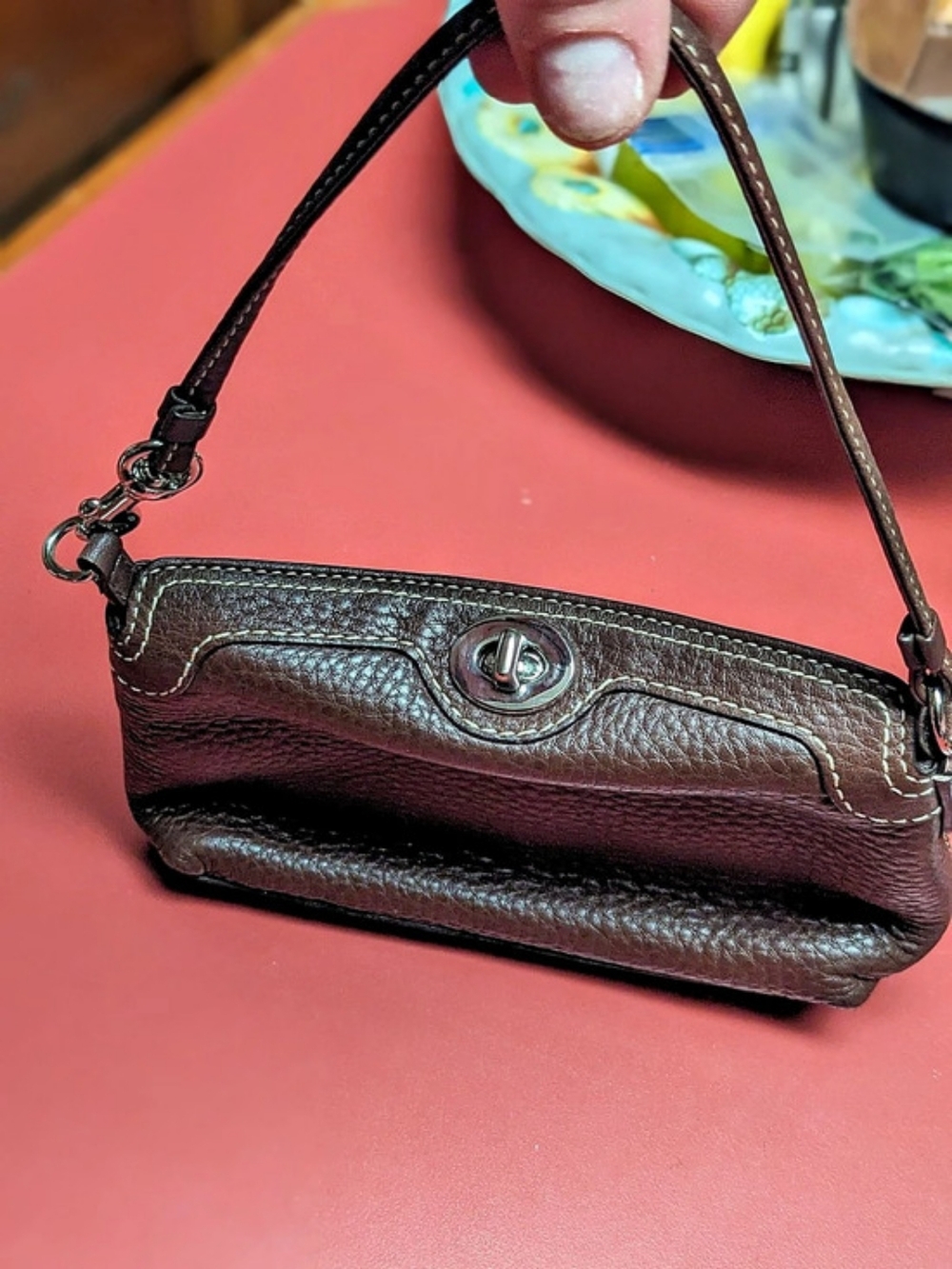 Coach Legacy Brown Leather Turnlock Wristlet Crossbody Bag - Picture 2 of 7